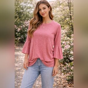 🌸 50% OFF Pink Ribbed Top
